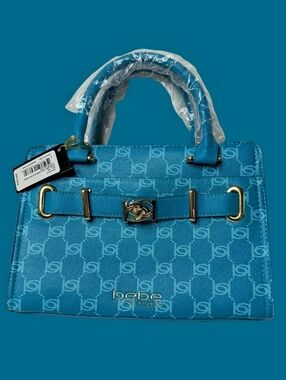 🥀Bebe Evie Blue Logo Top Handles Satchel Handbag